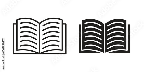 open book icon Collection for mobile and web apps. Editable stroke line and glyph icons.