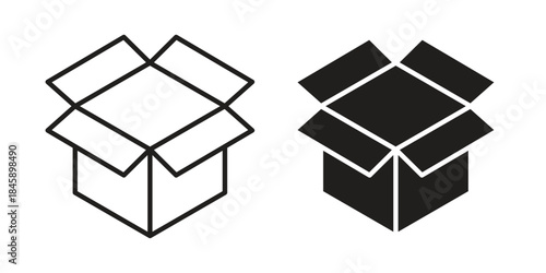 Open box icon Collection for mobile and web apps. Editable stroke line and glyph icons.