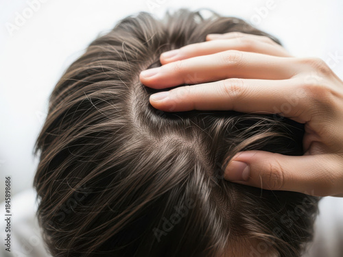 Hands resting on head in thought isolated on white background