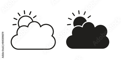 Partially cloudy icon Collection for mobile and web apps. Editable stroke line and glyph icons.