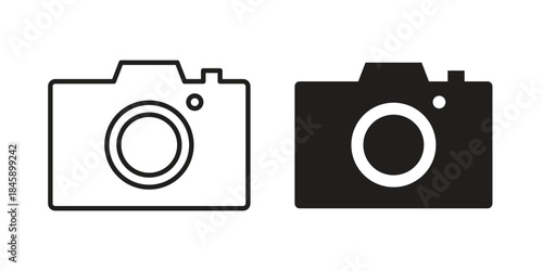 Photo Camera icon Collection for mobile and web apps. Editable stroke line and glyph icons.