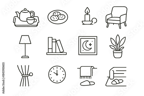 Curtain wall potted throw routine holder tray vector tieback lamp icon evening