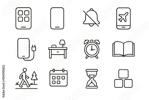 Airplane muted nightstand reading walk icon single digital icons minimalism devices unplugged