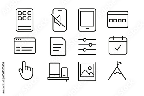 Only icon minimalism card set silent mountain icons digital items vector table