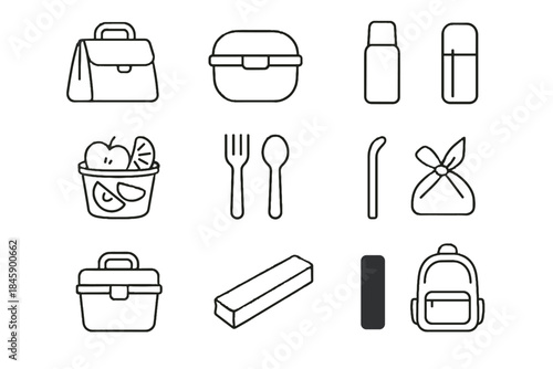 Lunchbox fruit icon cut snack bag prep thermos sustainable container straw meal