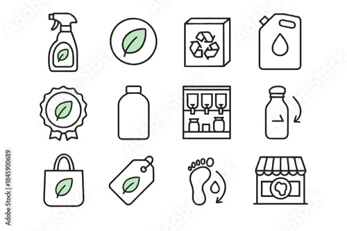 Shelf certification product badge packaging bulk icon eco reduction footprint friendly vector