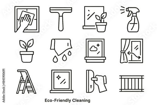 Balcony ladder eco glass icons being minimal reusable icon cleaning vector drips