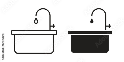 Sink icon Collection for mobile and web apps. Editable stroke line and glyph icons.