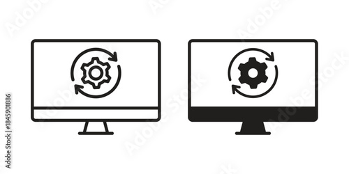 System update icon Collection for mobile and web apps. Editable stroke line and glyph icons.