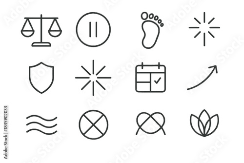 Health footprint lotus exercise mental safe planning icon pause vector clarity shield