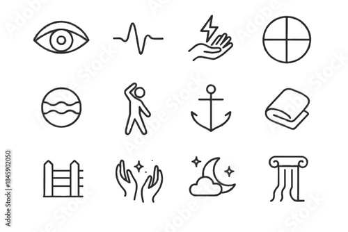 Reminder fence vector health awareness rest icon mental sparkles figure icons curve