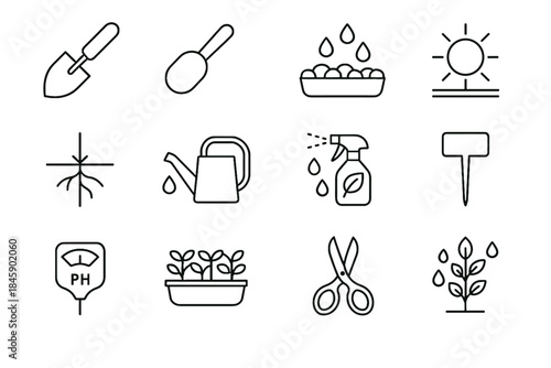 Plant vector density label ph care soil controlled stick icon root gauge