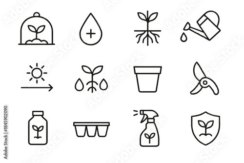 Moisture sun safety care refresh line spray plant range vector icon mix