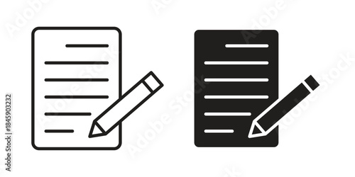 Writing icon Collection for mobile and web apps. Editable stroke line and glyph icons.