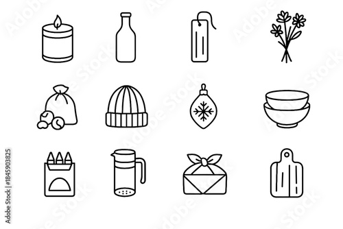 Pack wrapping icon gift eco repurposed icons candle bookmark dried terracotta bag