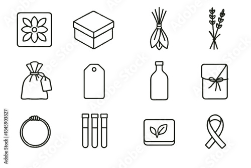 Icon vector tied seed gift pouch eco ceramic tile sachet kraft bottle