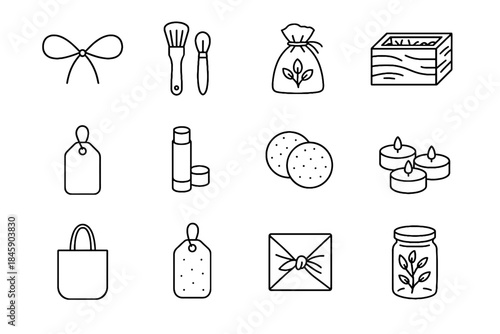 Recycled gift canvas bow herb icon wrap hemp paper eco vector jar