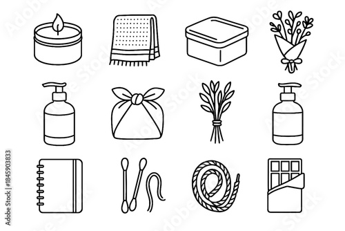 Bamboo box vector cone icons wrap gift herb eco lotion icon cotton