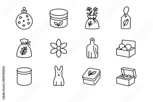 Eco tin tag gift icon glass icons bag serving vector seed flower