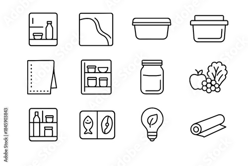 Mindful load icons shelf weekly zones fridge icon set vector symbol dated