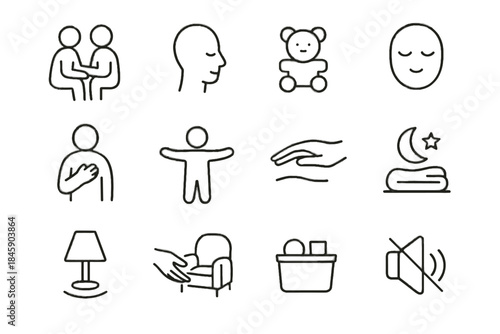 Calm vector icon glow parenting icons symbol eyes open quiet slow face