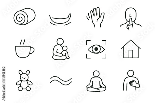 Blanket cue safe icon symbol relaxed vector sitting wave focus quiet icons