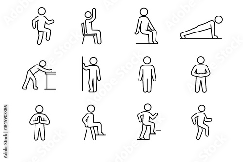 Workout back twist doorframe vector climb lifts hand stretch micro yoga icon