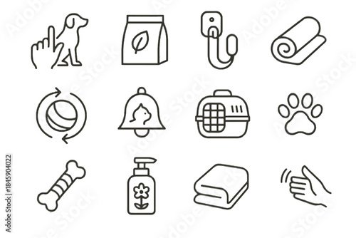 Bedtime mindful print icons guided rotation minimal pet vector grooming hook icon