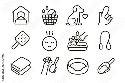 Icons calm pad icon day paw leash pet vector nest scoop mindful