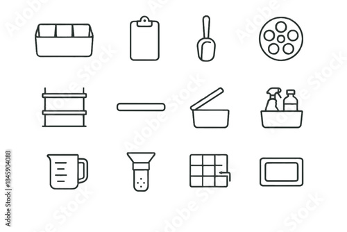 Tiny icon cleaning drawer pantry bin icons small vector label scoop open