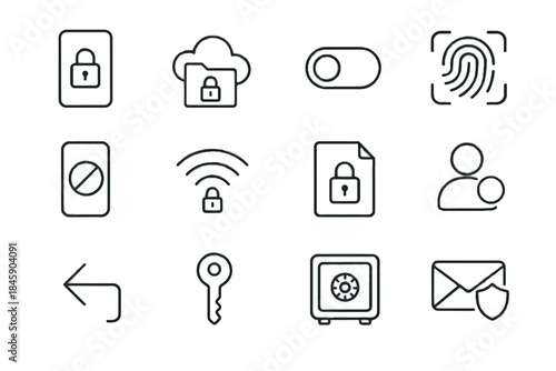 Biometric permission digital icon device icons secure filter tracking app private vector