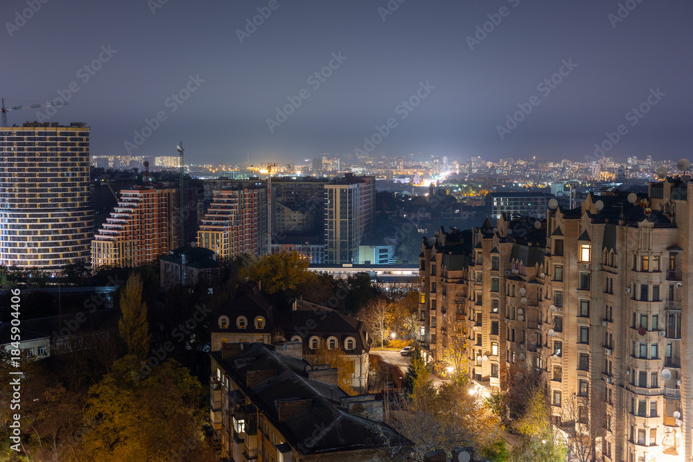 Fototapeta premium Dense urban residential district night view