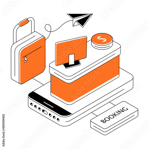 An illustration design of online hotel booking