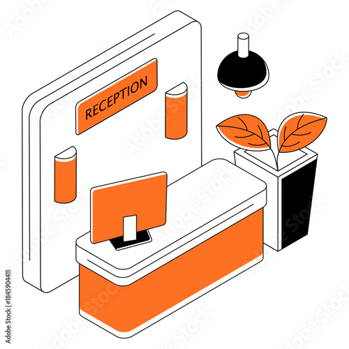 A illustration design illustration of hotel reception