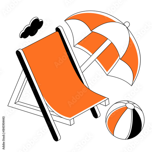 Modern design illustration of deck chair