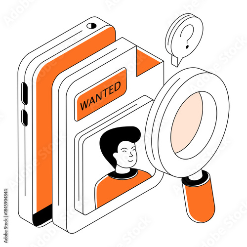 Trendy vector design of search wanted person