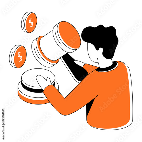 Editable design illustration of bidding