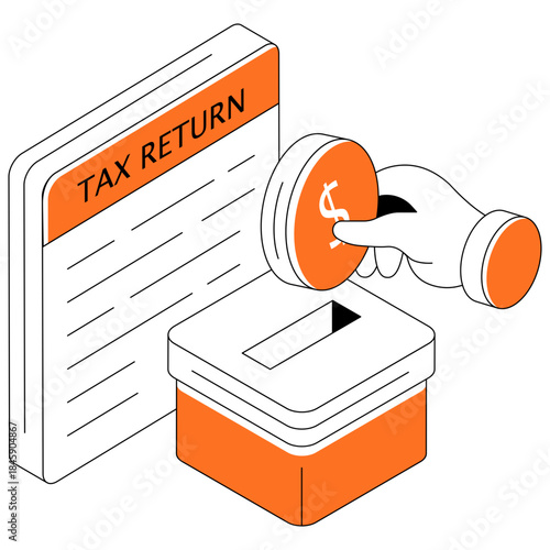 Tax return illustration in isometric design