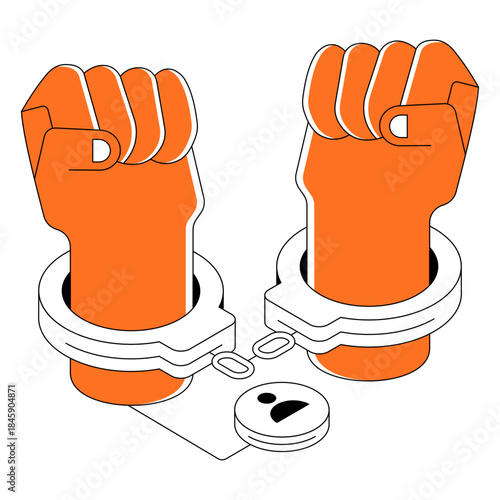 Isometric design illustration of handcuffs