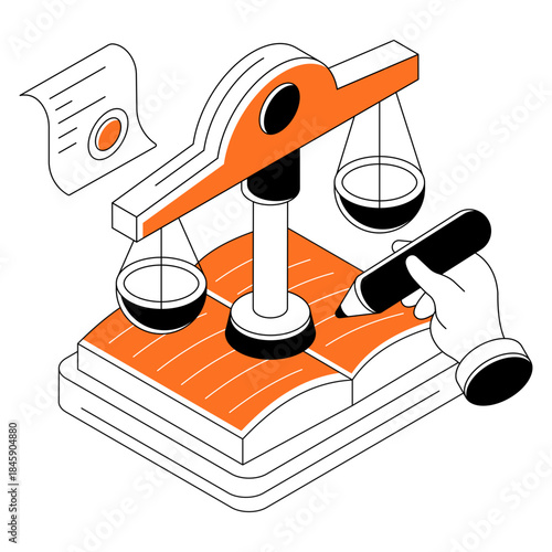 Conceptual Isometric design illustration of law book