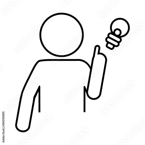 指差し　ひらめく人の線画ピクトグラム