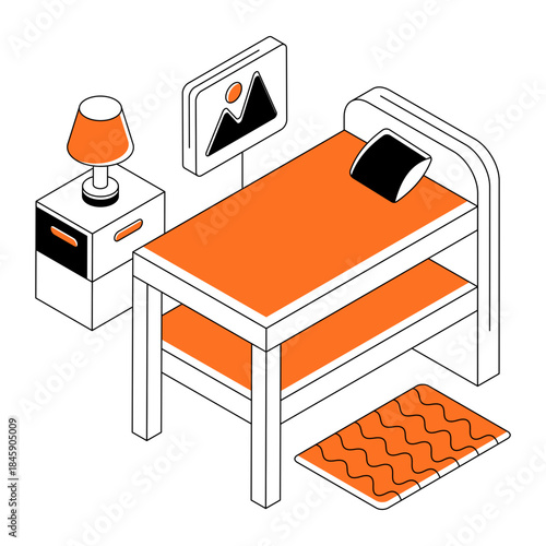 A beautiful design illustration of dormitory room