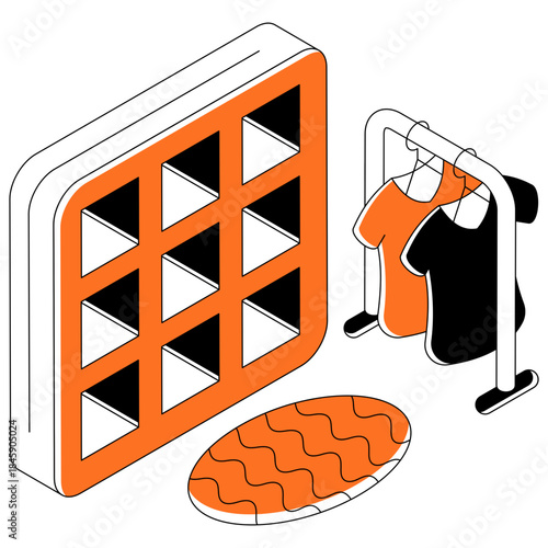 Editable design illustration of dressing room