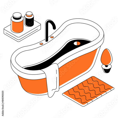Trendy vector design of bathtub