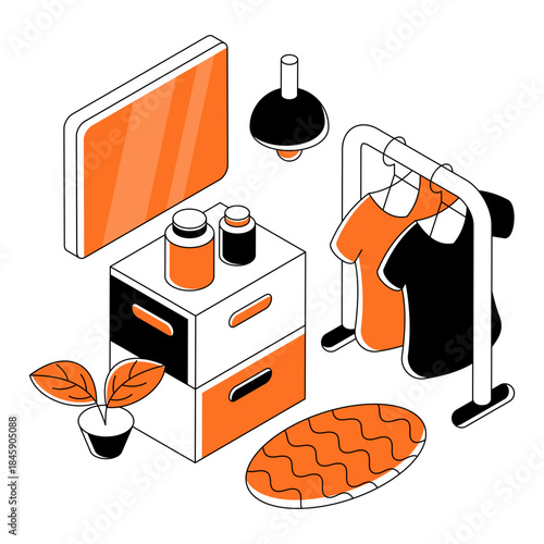 Editable design illustration of dressing room