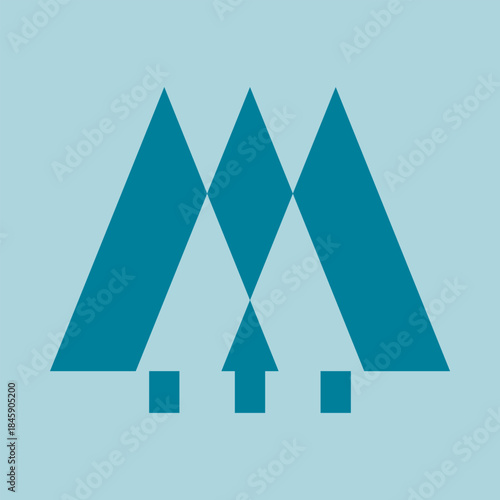 Three Negative Space Blue Christmas Trees