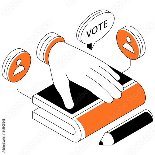 Editable design illustration of taking oath