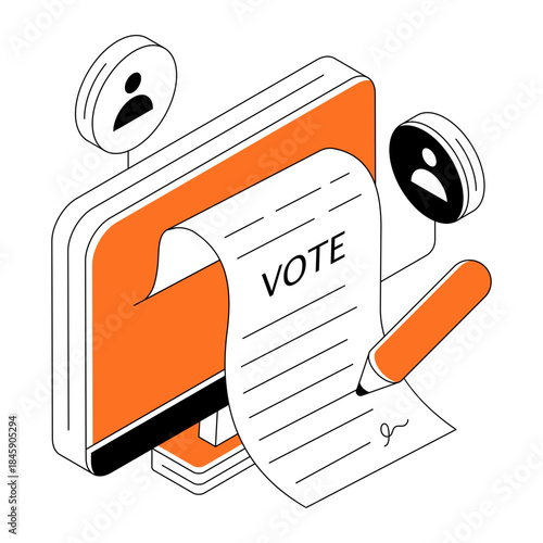 Editable design illustration of online vote writing