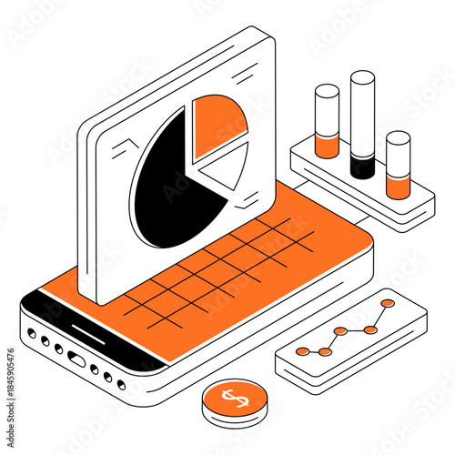 A creative design illustration of mobile data analytics