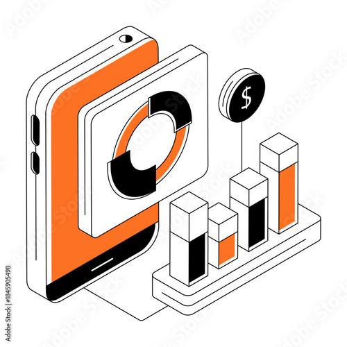 A creative design illustration of mobile data analytics